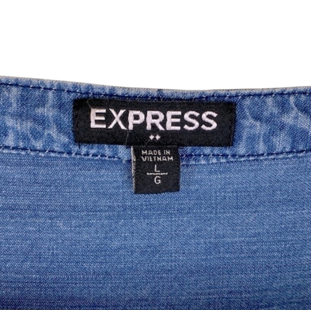 Express | Denim Long Sleeve Dress - Picture 6 of 8